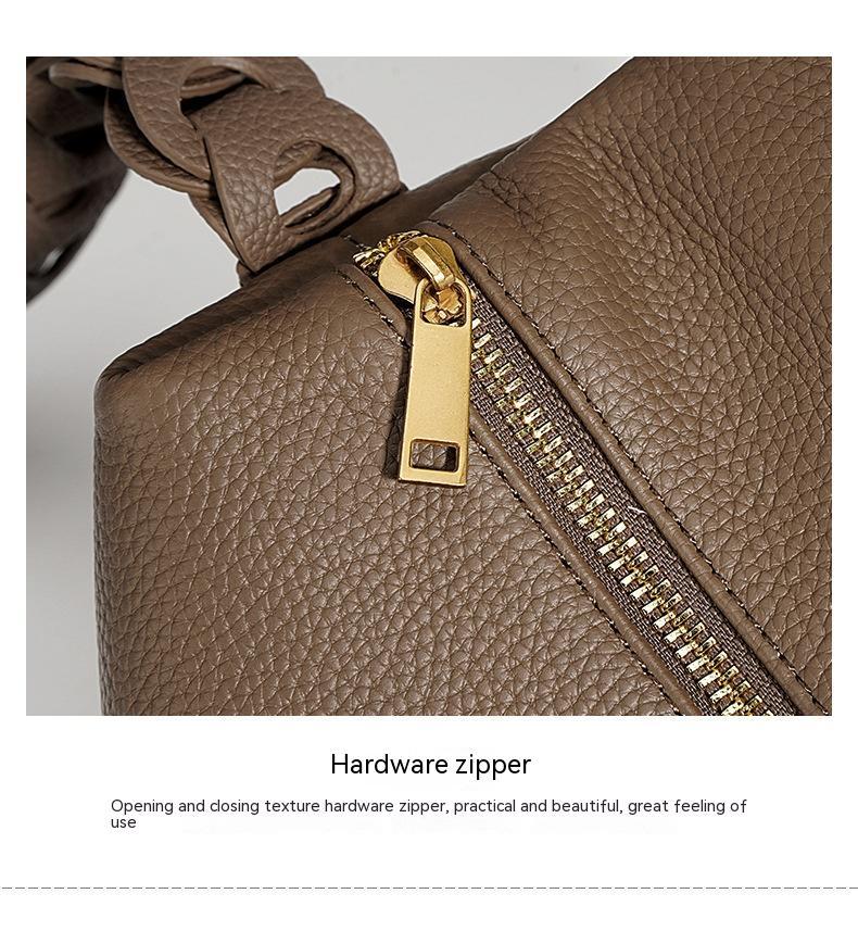 Female Niche Woven Genuine Cowhide Leather Single braided strap shoulder Bag handbag purse tote new