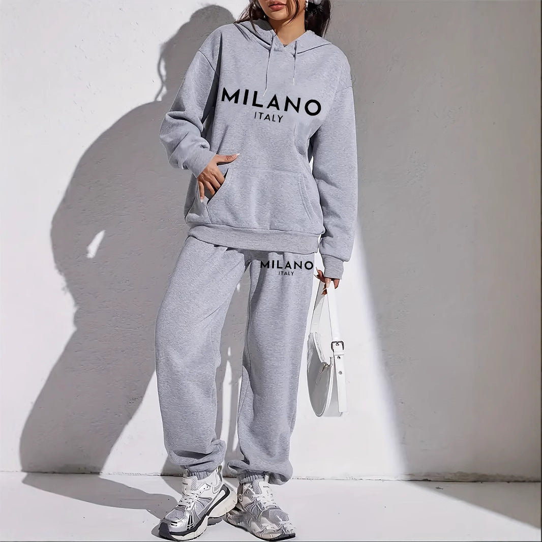 Women's Fashion Printed Hoodie Suit tracksuit travel activewear hoodie &n pants set