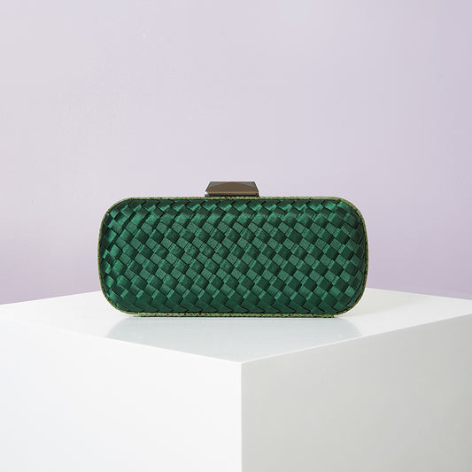 Women's Handmade ladies Knot clasp Intrecciato woven Leather Clutch Bag Knot crossbody Evening handbag purse crossbody bag