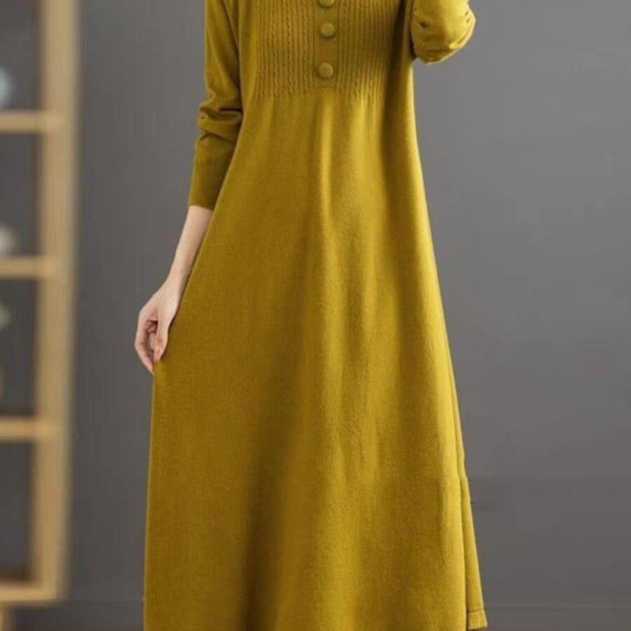 Women’s Autumn & Winter warm & cosy New wool Knitted long maxi Dress outfit jumper cardigan Shirt dress - warm & comfortable