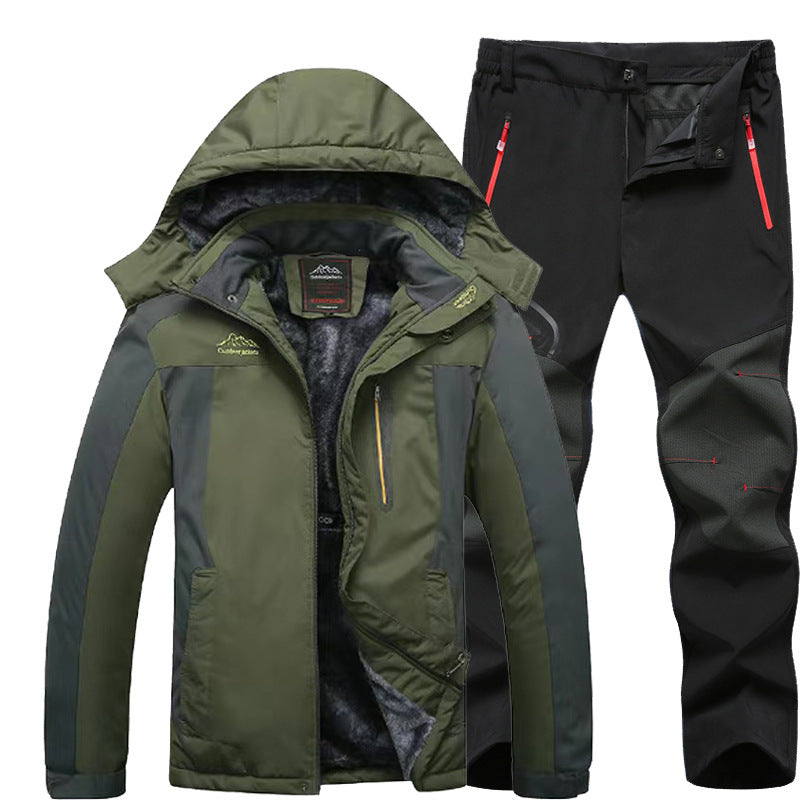 Mens Outdoor Tactical Combat Jacket Pant Set Windproof Waterproof Winter Warm Hiking Camping Gear
