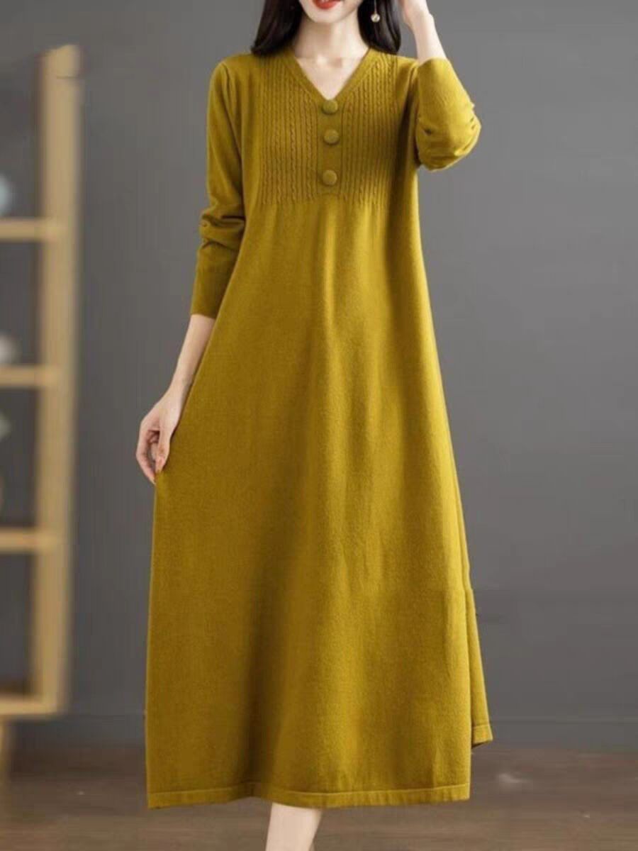 Women’s Autumn & Winter warm & cosy New wool Knitted long maxi Dress outfit jumper cardigan Shirt dress - warm & comfortable
