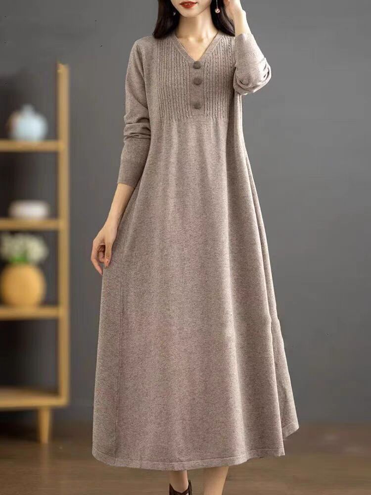 Women’s Autumn & Winter warm & cosy New wool Knitted long maxi Dress outfit jumper cardigan Shirt dress - warm & comfortable
