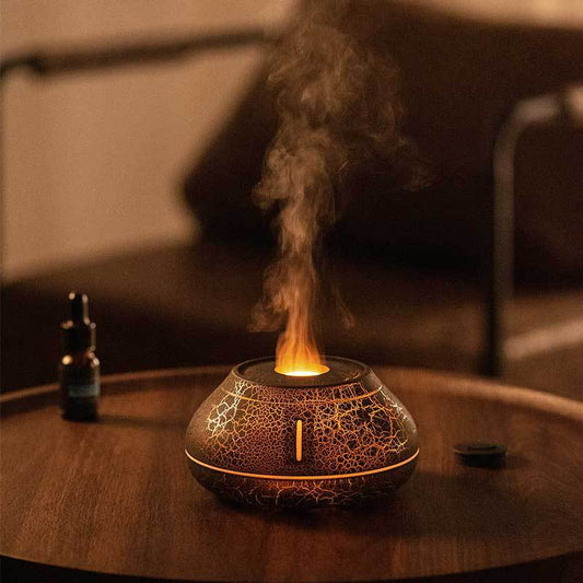 NEW JUST ARRIVED & SELLING FAST - Electronic Essential oil Diffuser- Best Humidifier with Colourful Simulation Flame - Aroma Diffuser - Aromatherapy- Night light - LED -Desktop Creativity Humidifier For Home , Office , Yoga , Library bedroom garden Room.
