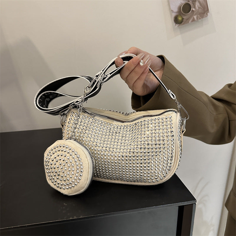 Luxury Designer Bags ❤️💎 Rhinestones Shoulder Bag With matching Small earphone coin Purse Fashion Party prom Underarm Crossbody shoulder Bag - clutch bag handbag tote crossbody bag