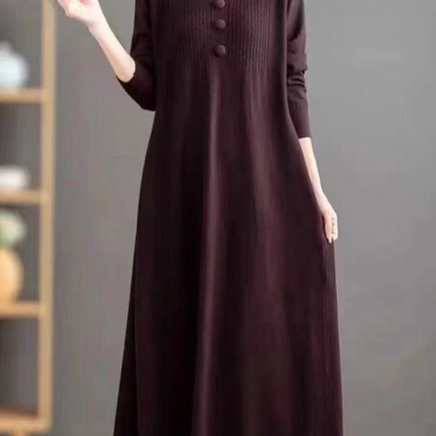 Women’s Autumn & Winter warm & cosy New wool Knitted long maxi Dress outfit jumper cardigan Shirt dress - warm & comfortable