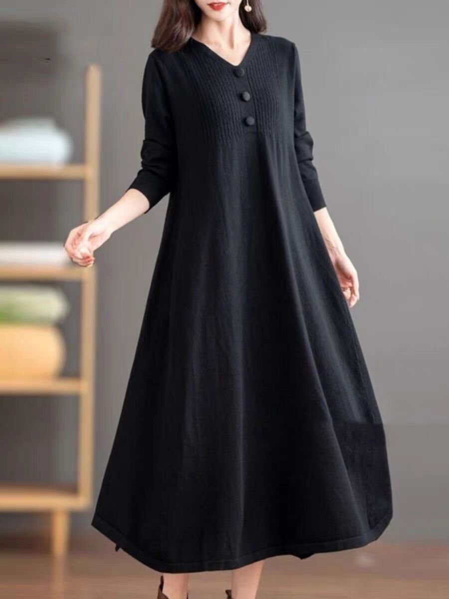 Women’s Autumn & Winter warm & cosy New wool Knitted long maxi Dress outfit jumper cardigan Shirt dress - warm & comfortable