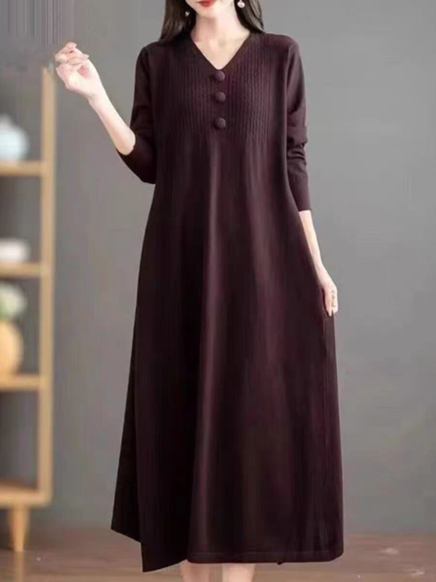 Women’s Autumn & Winter warm & cosy New wool Knitted long maxi Dress outfit jumper cardigan Shirt dress - warm & comfortable