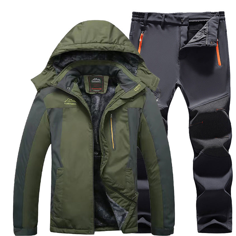 Mens Outdoor Tactical Combat Jacket Pant Set Windproof Waterproof Winter Warm Hiking Camping Gear
