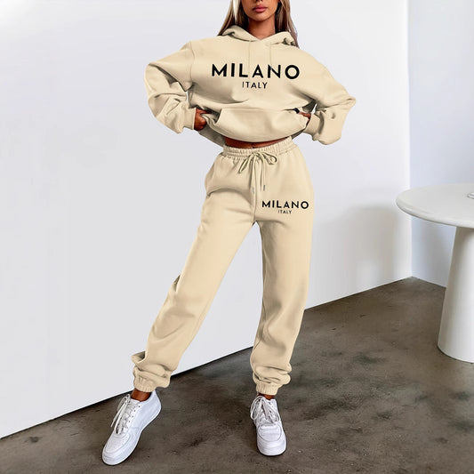 Women's Fashion Printed Hoodie Suit tracksuit travel activewear hoodie &n pants set